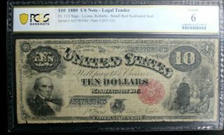 1880 $10 Legal Tender Note Jackass Fr.  113 Lyons Roberts Pcgs 6 Good