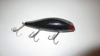 VINTAGE SHAKESPEARE SHALLOW CUP HYDRO HEAD MERMAID SURFACE LURE RED,  BLACK FINISH 2