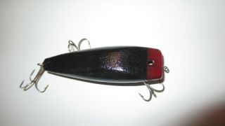 VINTAGE SHAKESPEARE SHALLOW CUP HYDRO HEAD MERMAID SURFACE LURE RED,  BLACK FINISH 3