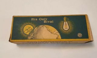 Antique Vintage 1916 Edison Mazda Lamp " His Only Rival " Nos Box W/ 3 Bulbs