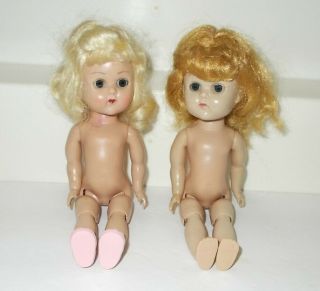 2 Vintage Nude Vogue 8 " Ginny Walker Dolls With Bend Knees From The 1950s