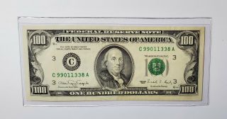 1990 $100 One Hundred Dollar Bill Federal Reserve Note,  Us Serial C99011338a