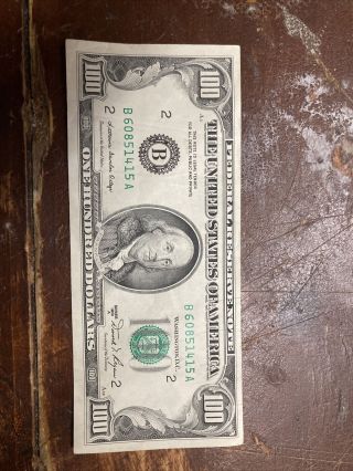 1981 A (b) $100 One Hundred Dollar Bill Federal Reserve Note York Old Money