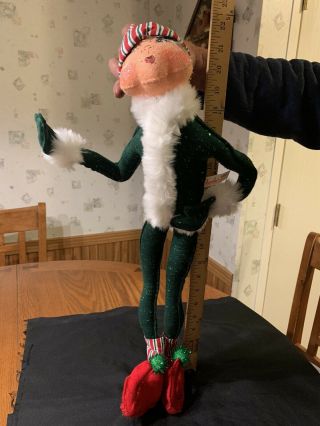 Annalee 2005 Poseable Christmas Tall Elf Vintage Wire Limbs Green Outfit Tub6