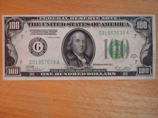 1928 A $100 One Hundred Dollar Federal Reserve Note Currency St Louis F/vf