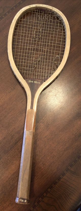 Wright & Ditson " The Hub " Antique Tennis Racquet - 1920 Very Rare