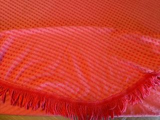 Vintage Morgan Jones Pink Pops Chenille Bedspread With Fringe Edge Full Size