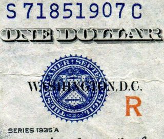 Hgr Sunday 1935a $1 Silver Certificate (experimental R) Only Lightly Circulated