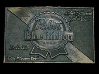 Sk11145 Vintage 1970s Pabst Blue Ribbon Beer Advertisement Belt Buckle