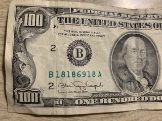 1990 (B) $100 One Hundred Dollar Bill Federal Reserve Note York Old Currency 3