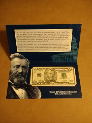 2001 $50 BEP Star Note one run 640,  000 low 00003742 BEP ISSUE RARE 2