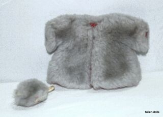 Vintage Vogue Ginny Fur Coat & Grey Muff With Red Lining - Tagged