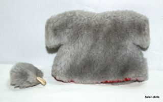 VINTAGE VOGUE GINNY FUR COAT & GREY MUFF WITH RED LINING - TAGGED 2