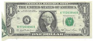 Us Paper $1 Dollar Bill Series 1981 K 77263846 B This Is A Major Folding Error.