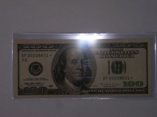$100.  00 Dollar 1996 Star Note One Hundred Dollar Bill,  Rare Federal Reserve