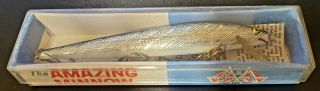 Rare,  Vintage Rebel Lure (r.  M.  Co. ,  Inc. ) The Minnow,  4.  5 " Silver W Papers