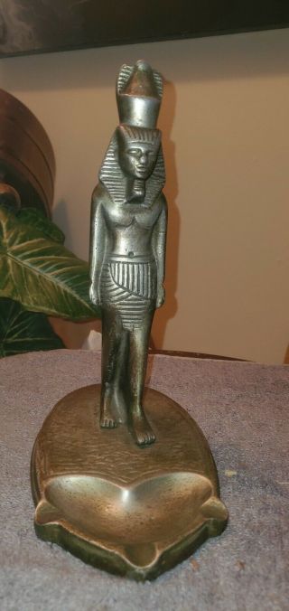Antique Art Deco Egyptian Revival Pharaoh Figural Statue Ashtray