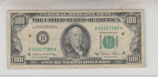 1981 A (d) $100 One Hundred Dollar Bill Federal Reserve Note Cleveland Old Money