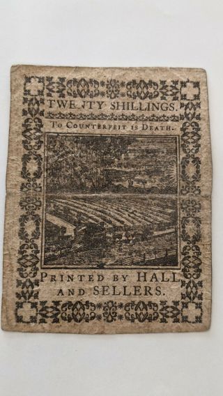 1773 Colonial Currency Note Bill PENNSYLVANIA 20 SHILLINGS Revolutionary War m44 3