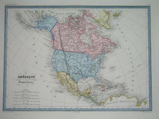 1858 Map Texas United States California Florida Cuba Mexico Canada
