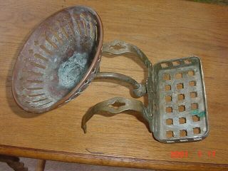 Antique Victorian Brass Claw Foot Bathtub Hardware Soap & Sponge Holder