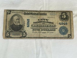 1910 Us City National Bank Of Wichita Falls Texas $5 Dollars Charter 4248