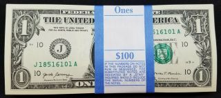 100 One Dollar Bills J A Series $1 Notes Kansas City Federal Reserve 6101