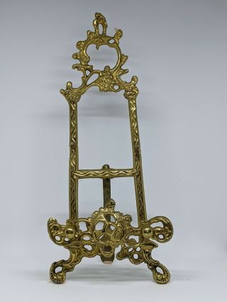 Antique Art Nouveau Style 14 " Tall Solid Brass Art/plate Stand