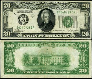 Fr.  2051 E $20 1928 - A Federal Reserve Note Richmond Better E - A Block Vf