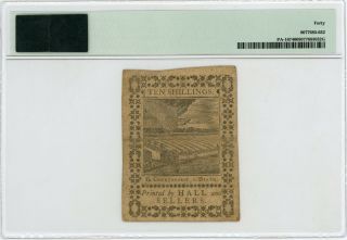 (PA - 167) Oct.  1,  1773 10 Shillings PENNSYLVANIA Colonial Currency Note - PMG 40 2