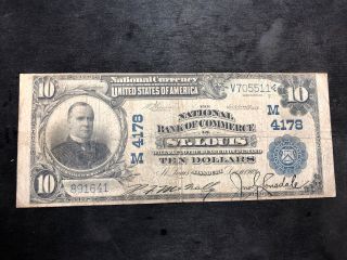 1902 $10 The Central National Bank Of St.  Louis,  Mo National Currency