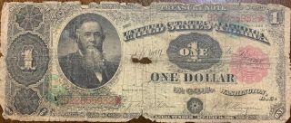 1891 $1 One Dollar Treasury Note Currency Stanton In Coin