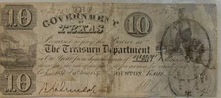 Junk With Spunk Affordable 1837 Republic Of Texas $10.  00 Note Cheapest On Ebay