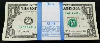 100 One Dollar Bills J A Series $1 Notes Kansas City Federal Reserve 6401