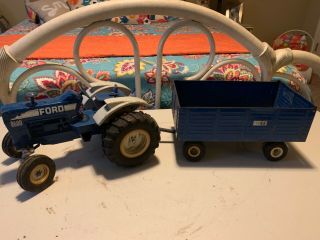 Vintage 70s Ertl Ford 8600 Tractor and Big Blue wagon 2