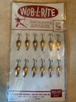 Vintage Seneca Lure Wob - L - Rite Dealer Display Card Fishing Lure Spoons 1/6 Oz.