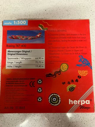 Herpa Wings Qantas Boeing 747 - 400 Wunala Dreaming 1:500 VH - OJB 511865 3