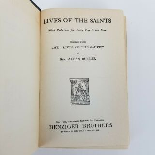 Antique 1894 Lives Of The Saints Compiled by Rev Alban Butler Benziger Brothers 2