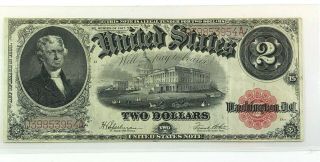 1917 Us Two $2 Dollar Red Seal Legal Tender Bank Note Currency
