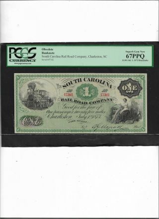 Obsolete Bank Note $1 South Carolina Rail Road Company,  Charleston,  Sc
