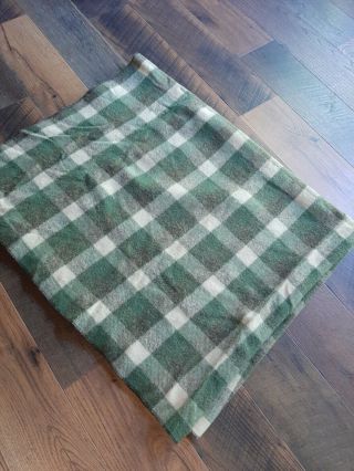 Vintage Woolrich Throw Blanket 66 X 54 Wool Blend Green Plaid Usa