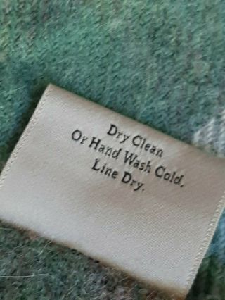 Vintage Woolrich Throw Blanket 66 x 54 Wool Blend Green plaid USA 3
