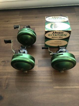 Vintage Johnson The Citation Model 110a Fishing Reels And Box