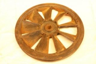 Vintage Antique 14 " Cast Iron Air Compressor Flywheel Fan V Belt Pulley