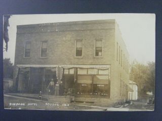 Kellogg Iowa Ia Simpson Hotel Antique Real Photo Postcard Rppc 1909