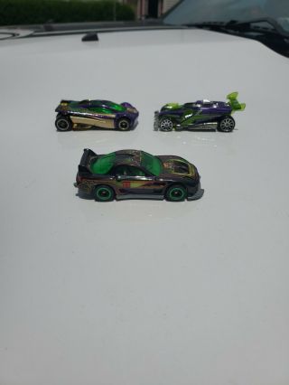 HOT WHEELS 3 Loose HIGHWAY 35 WORLD RACE BUZZ OFF,  24/SEVEN AND SLING SHOT SWEET 2