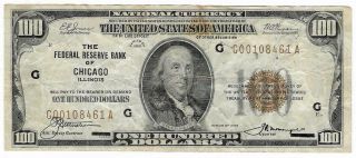 1929 Us $100 One Hundred Dollar Chicago National Currency Fr1890g - Ugradeit