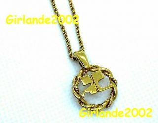 Vintage Courreges Paris Circle Logo Necklace Gold 80s 90s