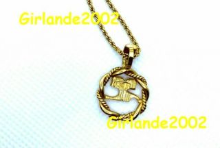 Vintage Courreges Paris circle Logo Necklace gold 80s 90s 2