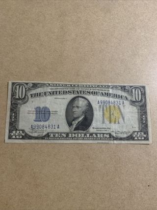1934 A $10 Dollar Yellow Seal Silver Certificate